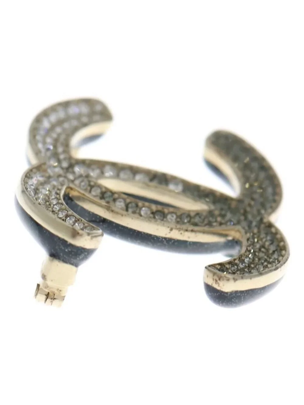 Chanel Coco Mark Rhinestone Brooch Gold GP - Picture 3 of 6